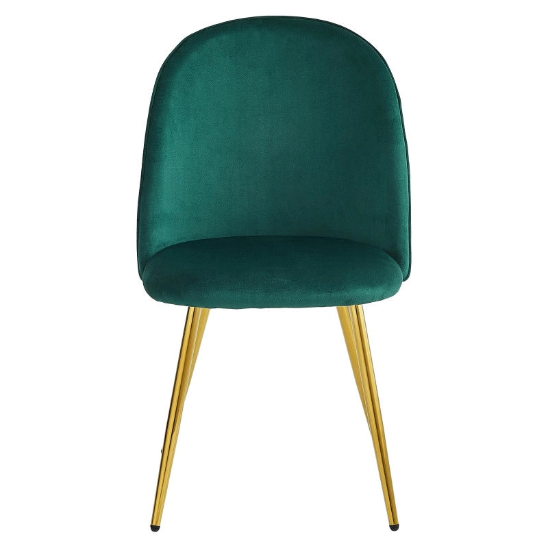 Set di 4 Sedie Claire In Velluto Verde Scuro E Gambe Oro