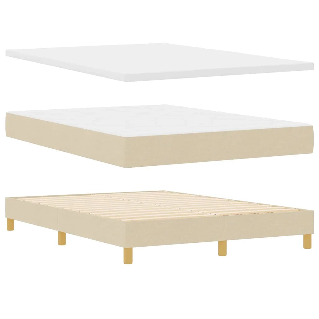 Letto a molle con materasso Crema 160 x 200 cm Tessuto 3340288
