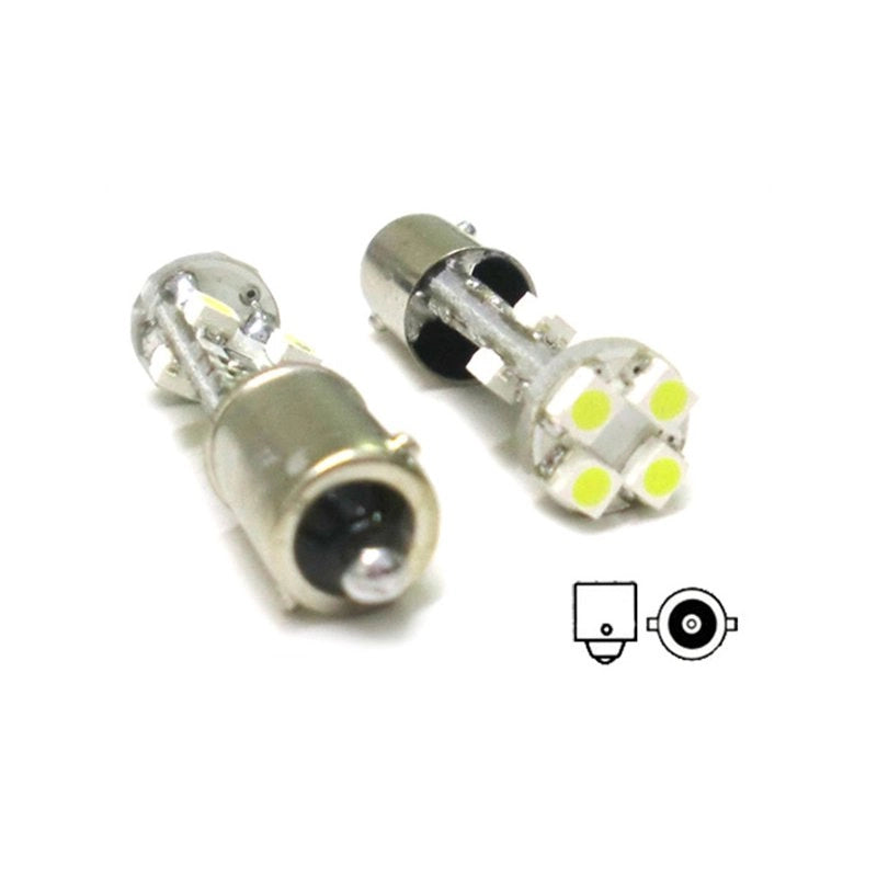 Lampada Led Canbus BA9S T4W 8 Smd No Errore Piedi Diritti 12V Con Resistenza