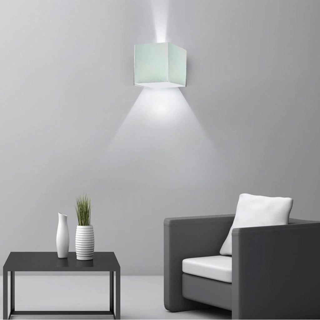 APPLIQUE LED COB LAMPADA PARETE 20W QUADRATO BIANCO FREDDO INTERNO ESTERNO 18