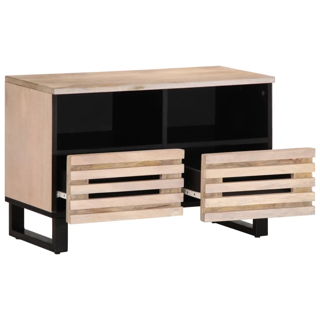 Mobile Porta TV Bianco 70x34x46 cm in Legno Massello di Mango 377444