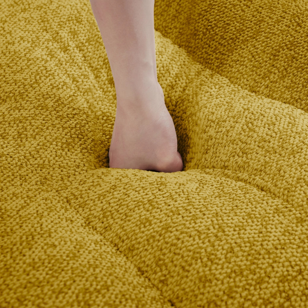 Divano modulare 210.0x165.0x79.0 cm con seduta ampia; senza montaggio; in pile granulare giallo