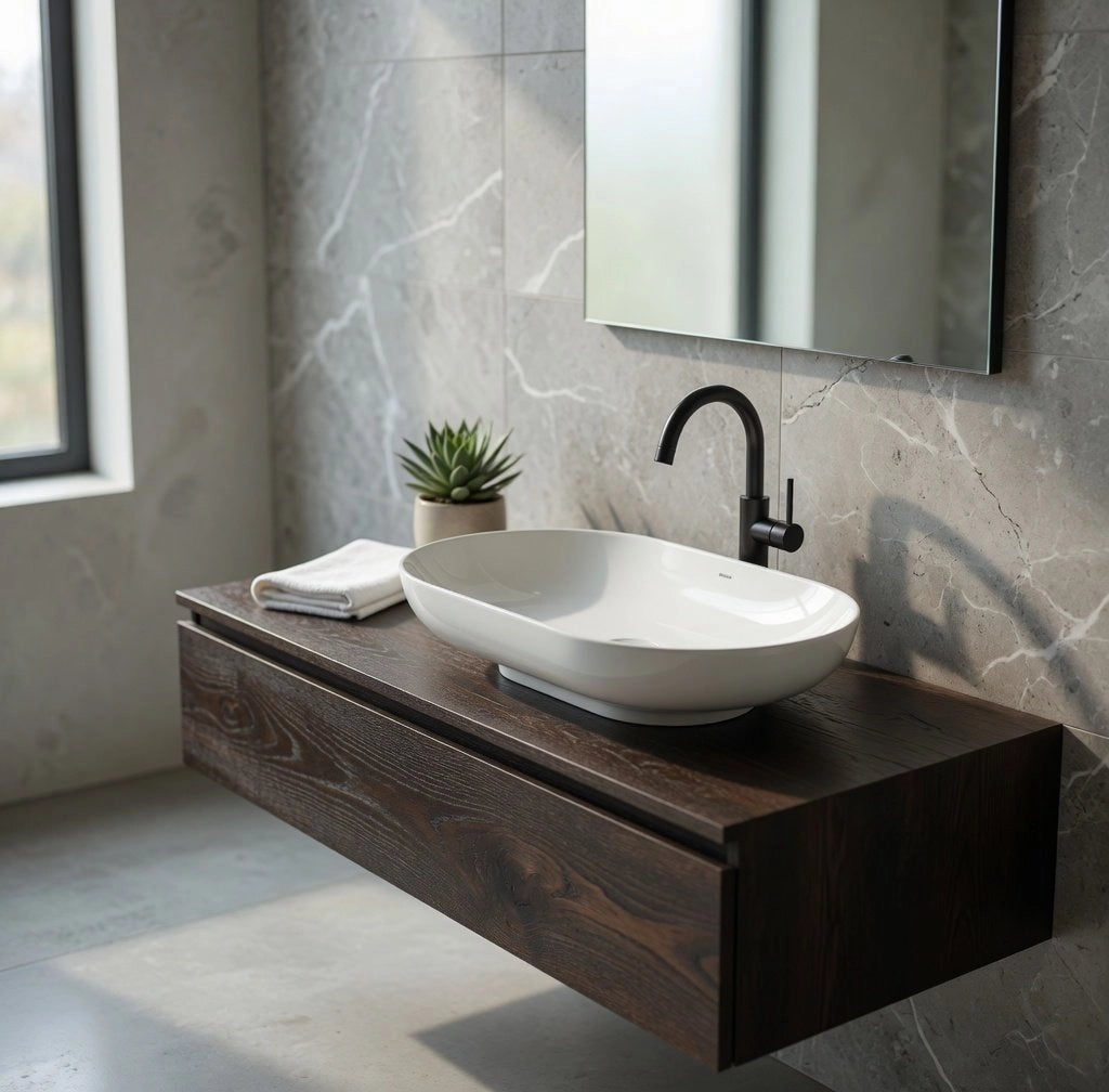 Lavabo da appoggio Rak Ceramics DES ovale Bianco Alpino