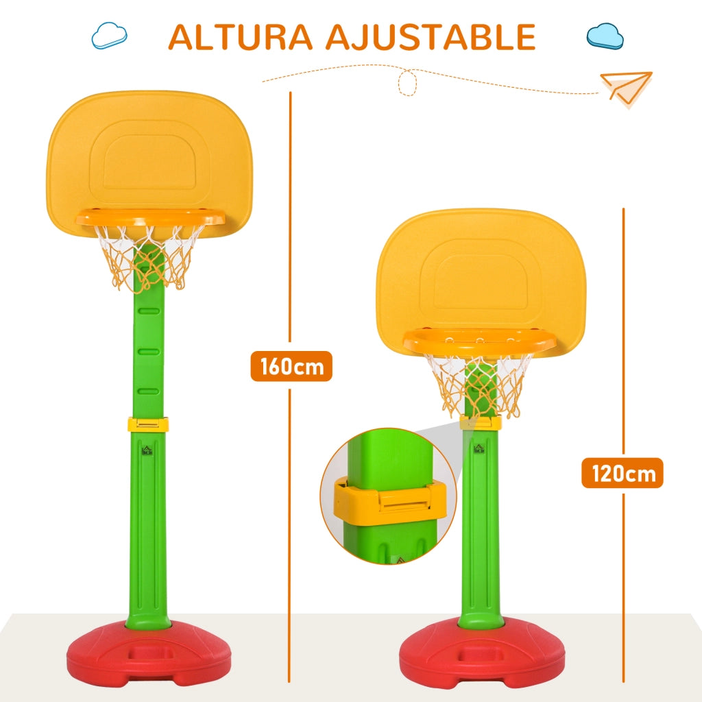 Canestro da Basket per Bambini con Altezza Regolabile ¨C zephmum ¨C 52.5x44x120-160 cm Multicolore