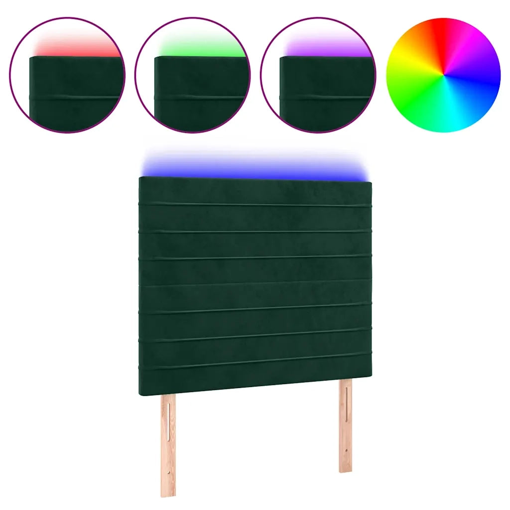 Testiera a LED Verde Scuro 90x5x118/128 cm in Velluto 3122603