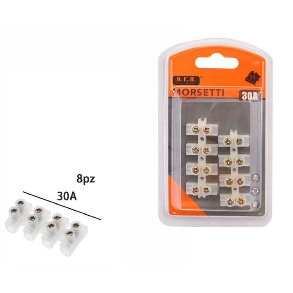 Trade Shop - Set 8 Pezzi Morsetti Mammut Staccabili 30a Connettori Isolante Terminale 07121 -