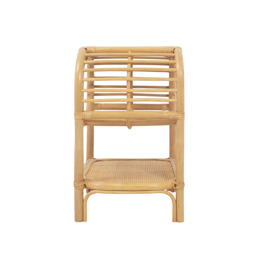 Set di 2 comodini in rattan naturale curvato, 1 vano, marrone naturale