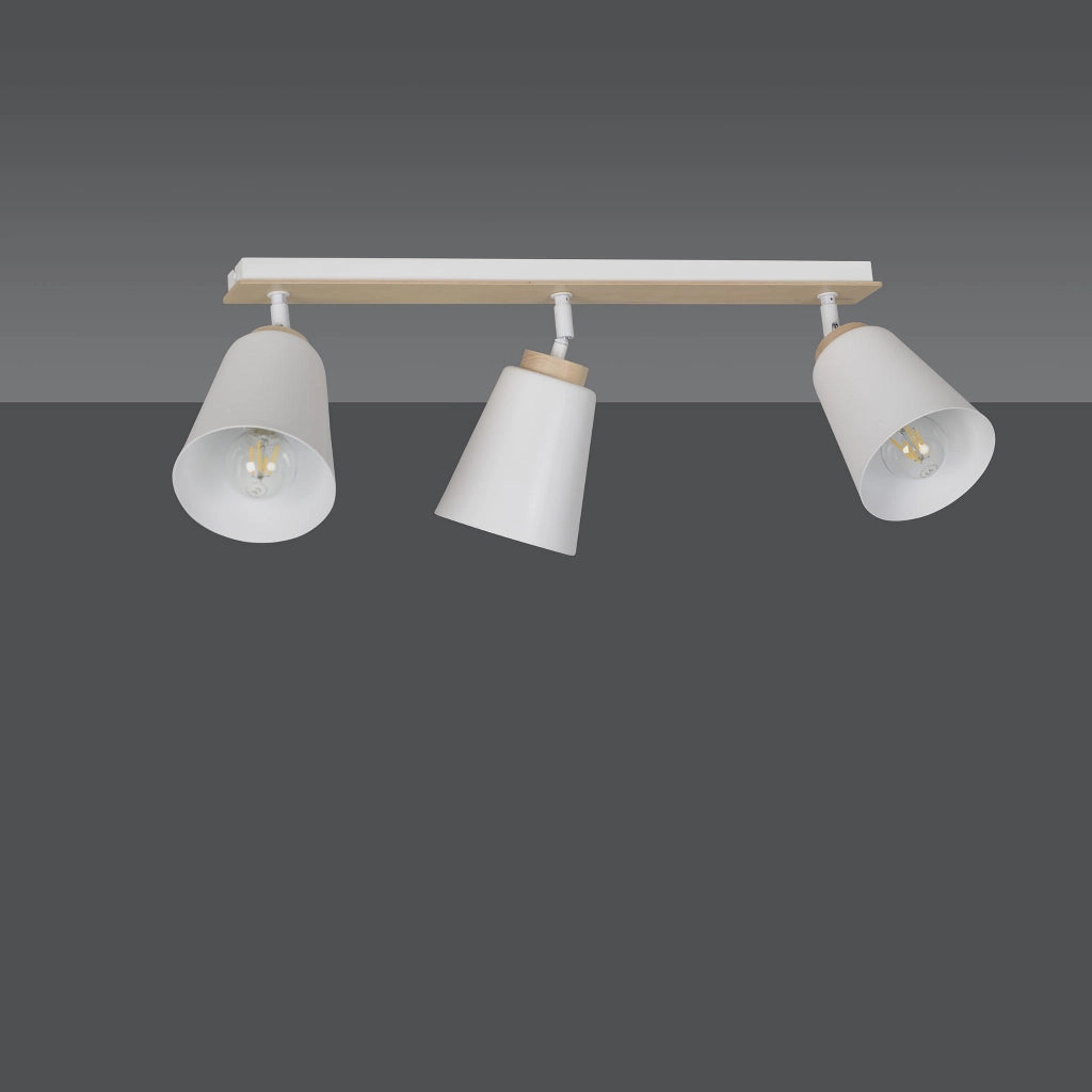 Plafoniera Emibig Atlas 3 bianca/legno 3xE27 90cm IP20