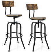 Set di 2 Sgabelli da bar con schienale a forma di arco, Sgabello regolabile in metallo con poggiapiedi Marrone-Sgabelli da bar