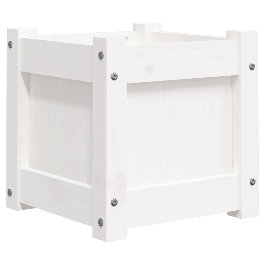 Fioriera | Cassetta per fiori | Vaso da Giardino Bianca 31x31x31 cm Legno Massello di Pino
