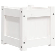 Fioriera | Cassetta per fiori | Vaso da Giardino Bianca 31x31x31 cm Legno Massello di Pino