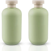 Due bottiglie di shampoo con chiusura a vite - Borse di shampoo per viaggio - Articoli da bagno - Contenitori da viaggio - Riciclabili - Borse di plastica per viaggio - Per shampoo, gel doccia, balsamo, detersivo, crema - Verde - 300 ml