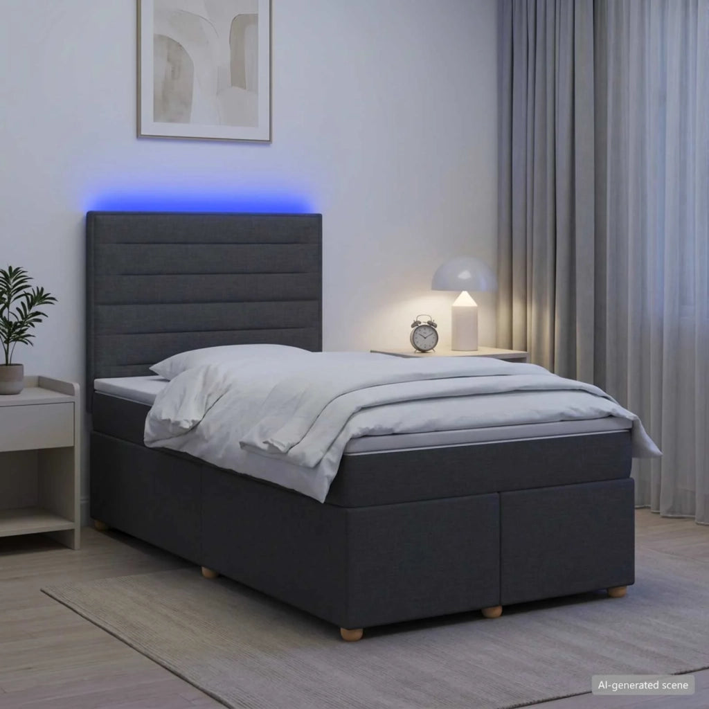 Letto box spring con materasso Grigio Scuro 120 x 190 cm 3455295