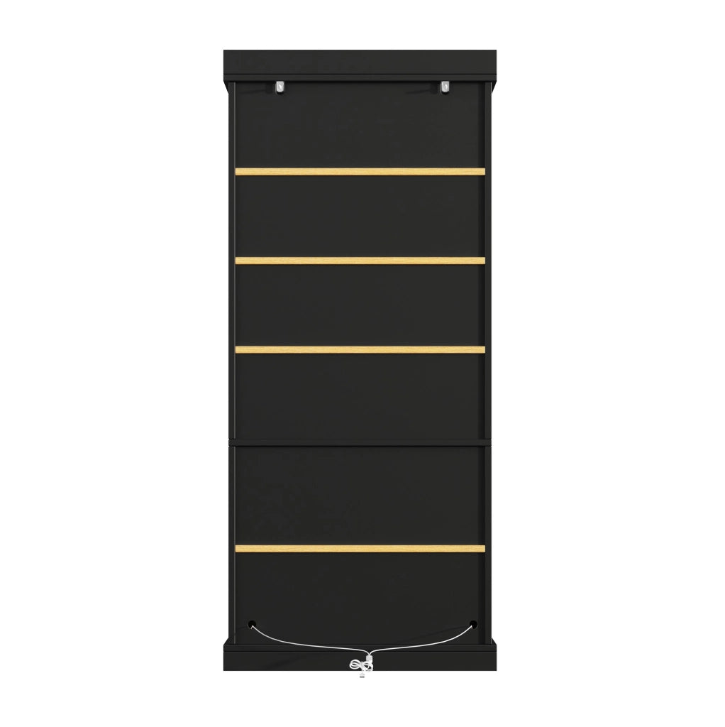 Mobile alto 80x40x180 cm con illuminazione LED multicolore e sistema antiribaltamento in MDF e metallo nero