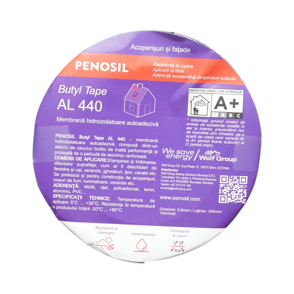 Nastro butilico impermeabilizzante autoadesivo con foglio di alluminio 0,6 × 300 mm × 10 m – Butyl Tape AL 440 Penosil