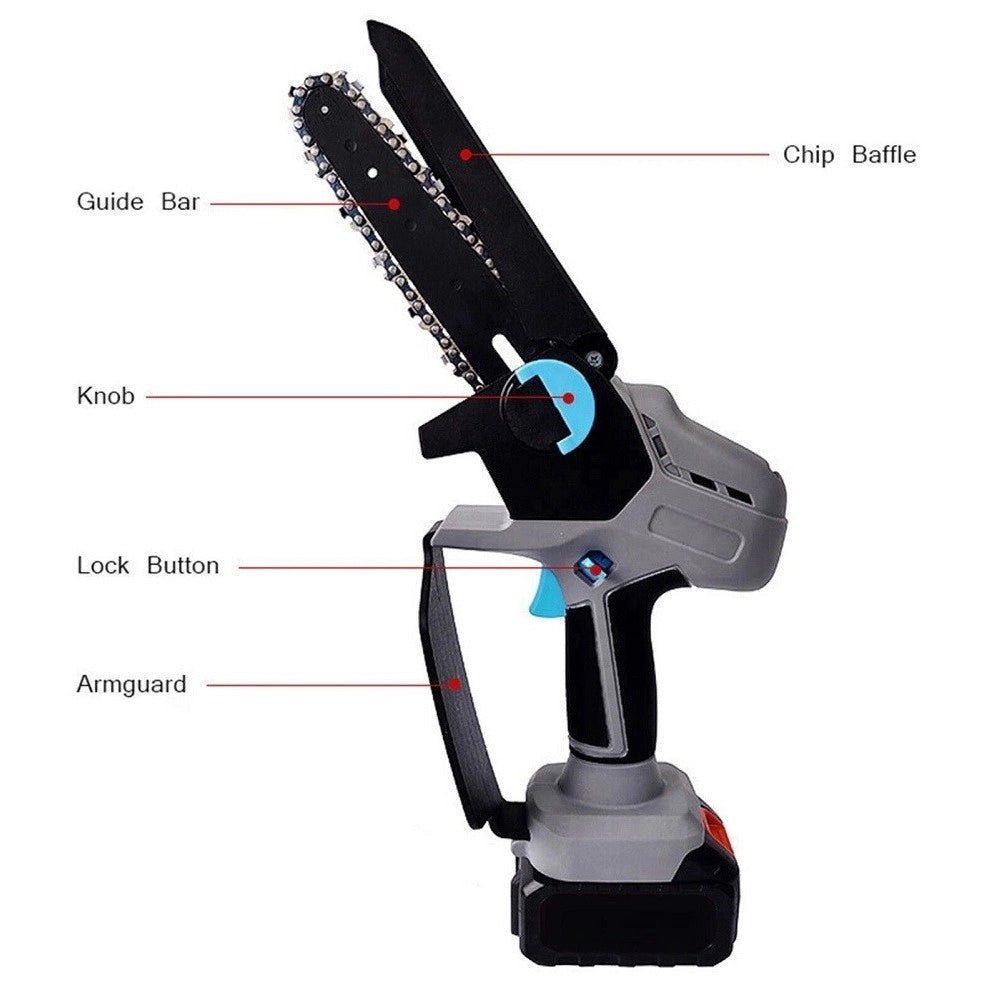 Trade Shop - Mini Motosega A Doppia Batteria 20v 5ah Tagliarami Elettrica Elettrosega 6" -