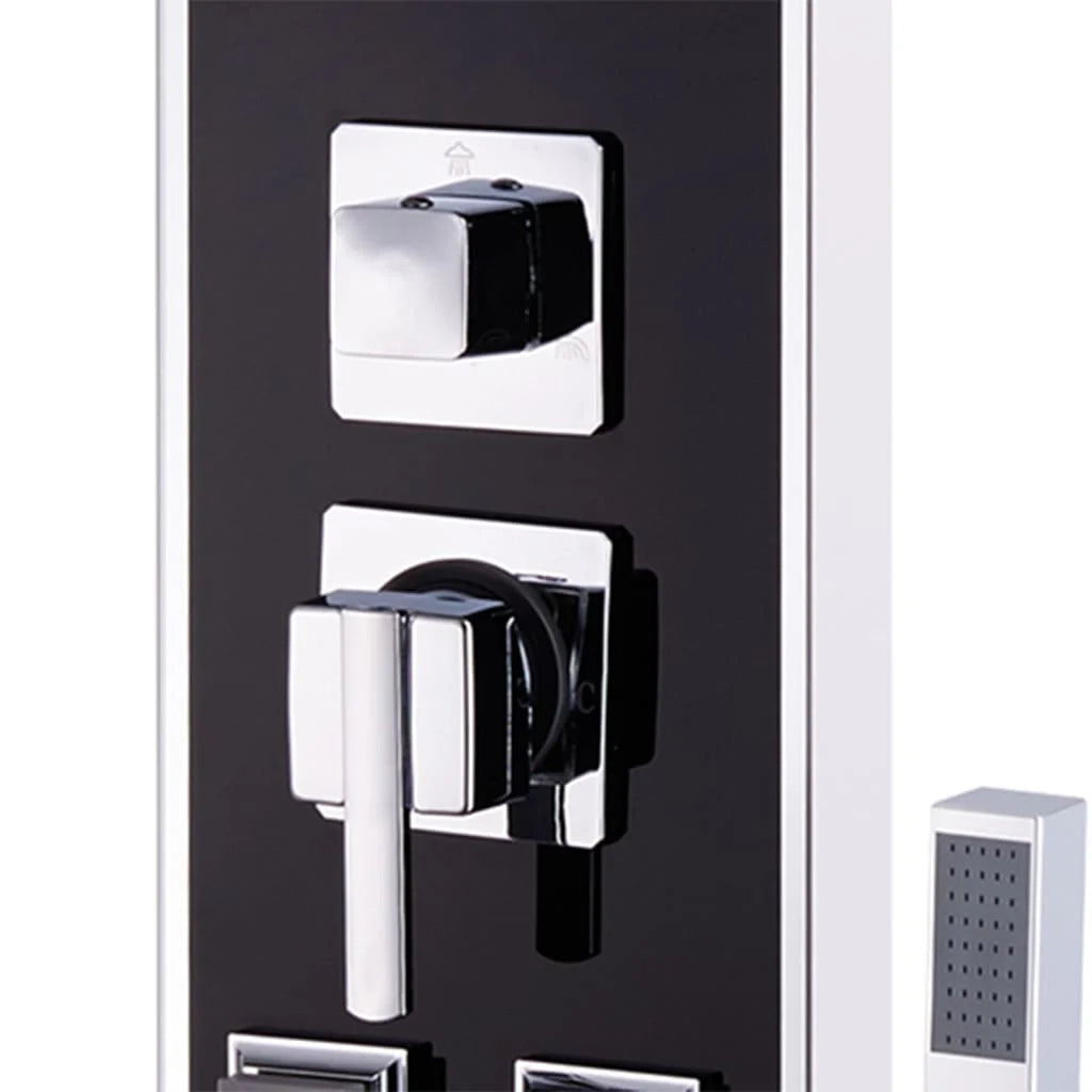 Pannello doccia con soffione rubinetto vetro acciaio inox 120 cm nero 02_0003432