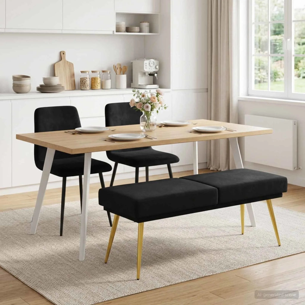 Panchina a doppio strato Nero 120 x 45 x 46 cm Velluto 42038591