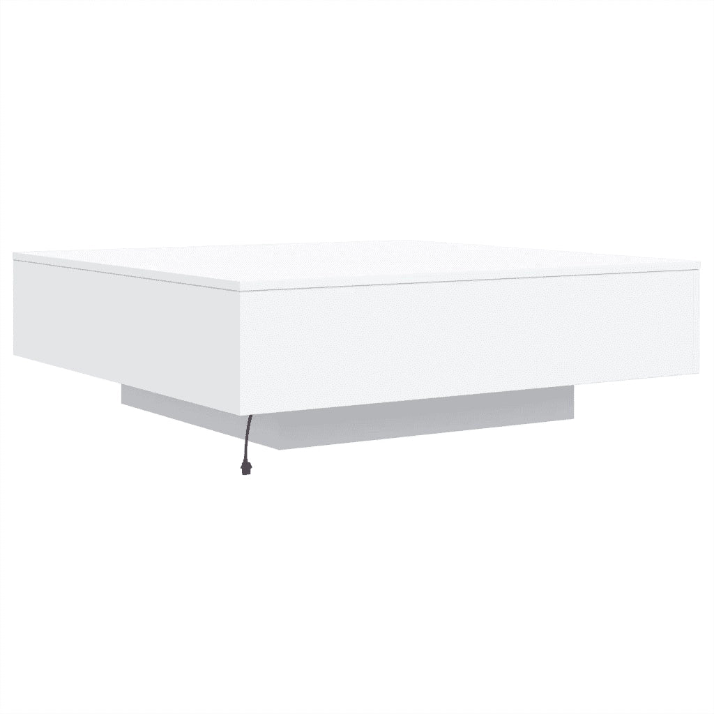 Tavolino da Soggiorno con Luci LED-Tavolino da Salotto-Tavolo Bianco 100x100x31 cm