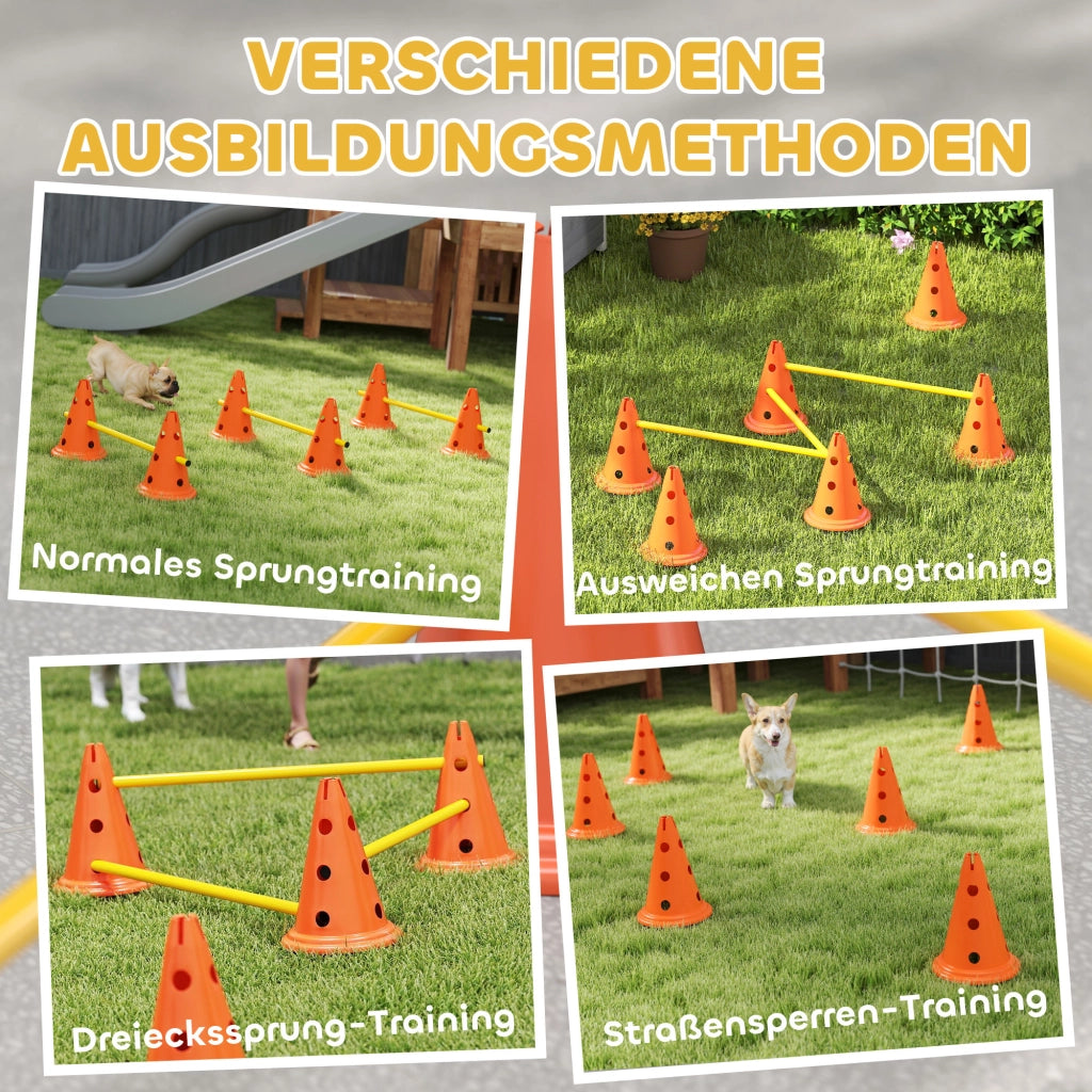 Set Agility per Cani 3 Pezzi ¨C Xylo ¨C con 6 Coni 3 Ostacoli e Borsa