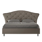 BS COM Letto matrimoniale contenitore doppia alzata imbottito 160x200 similpelle cappuccino