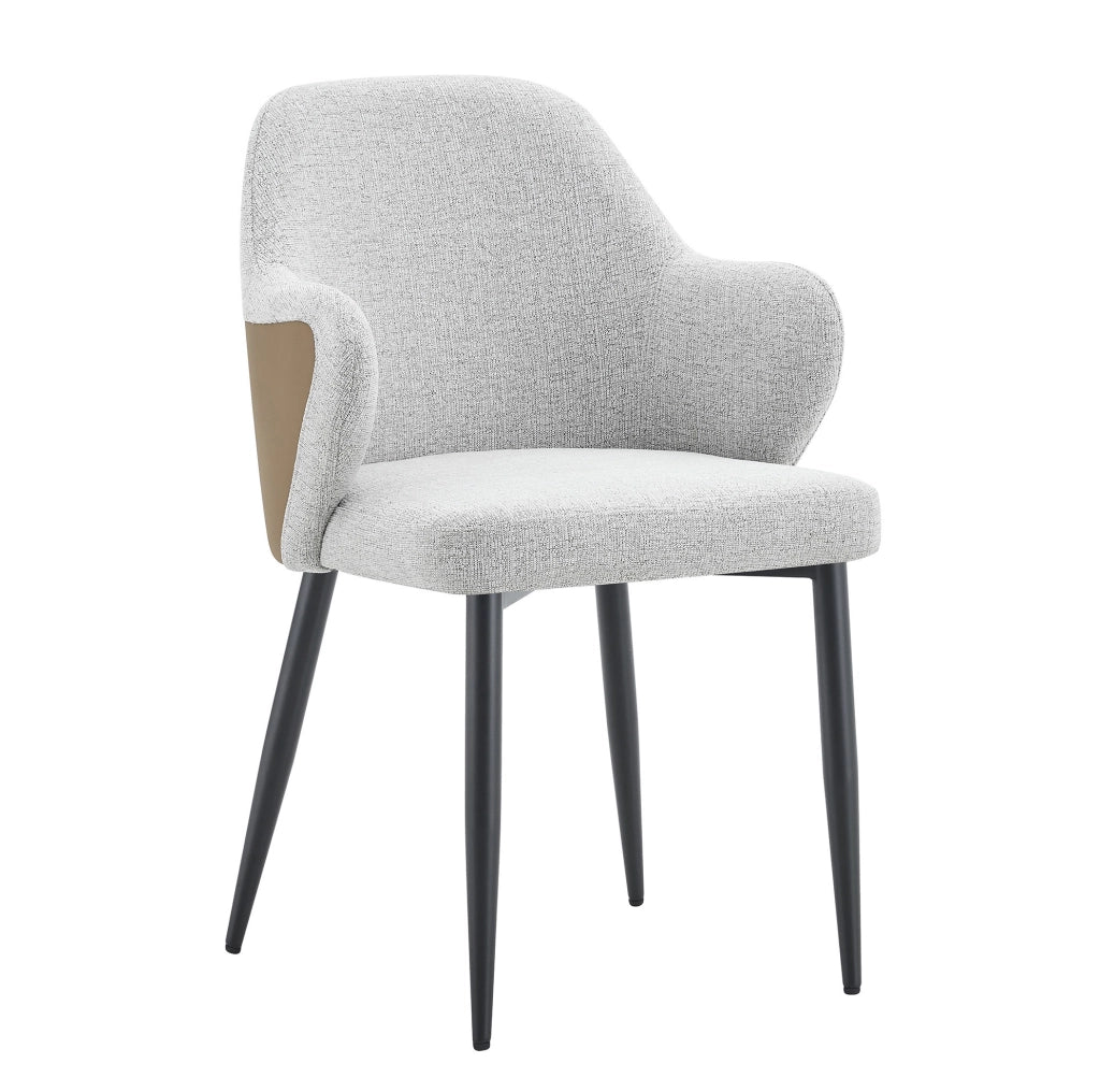 Set di 2 sedie da pranzo 63x56.5x57.5 cm con schienale avvolgente in tessuto e metallo grigio chiaro