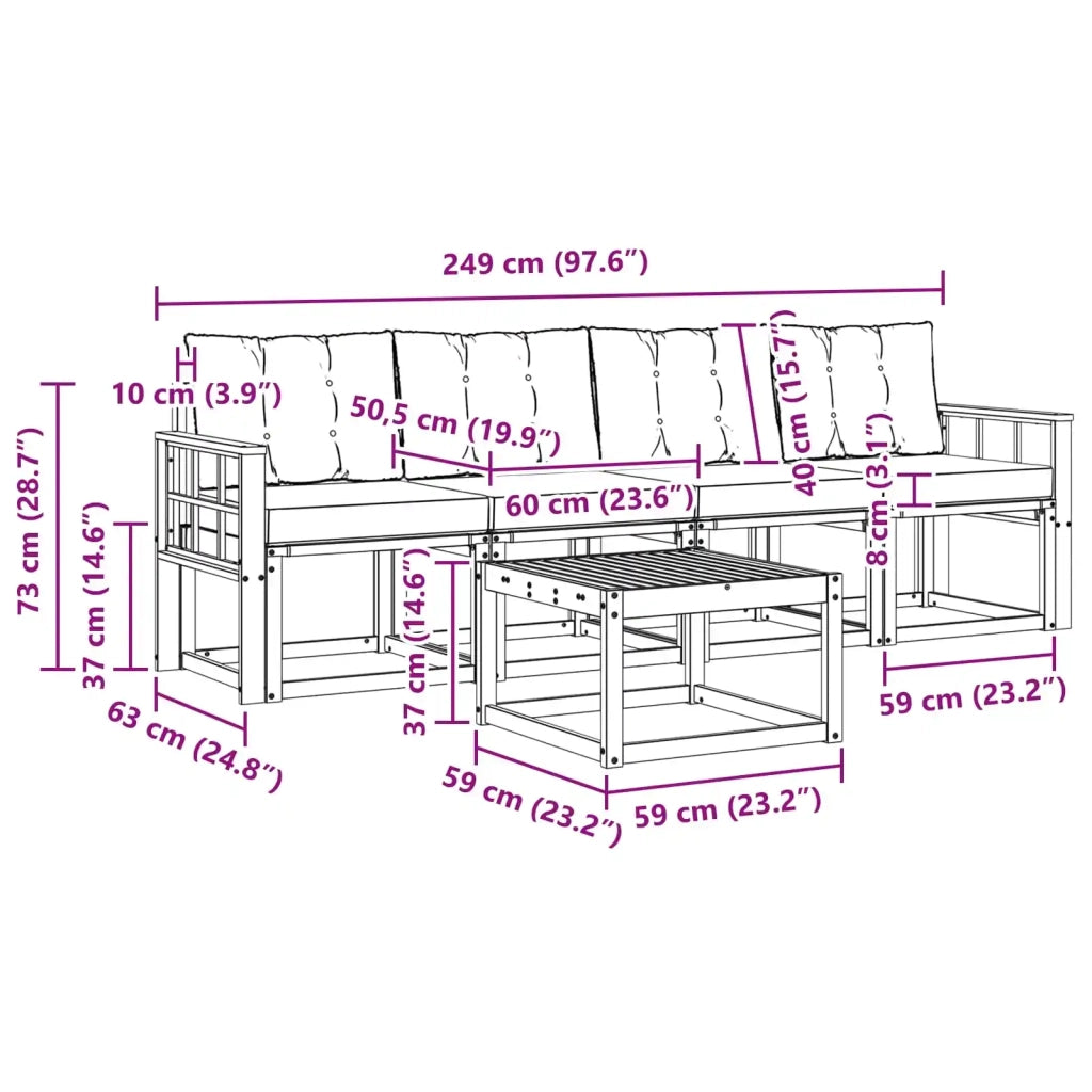 Set di divani da esterno 5 pz Bianco e Nero 3389194