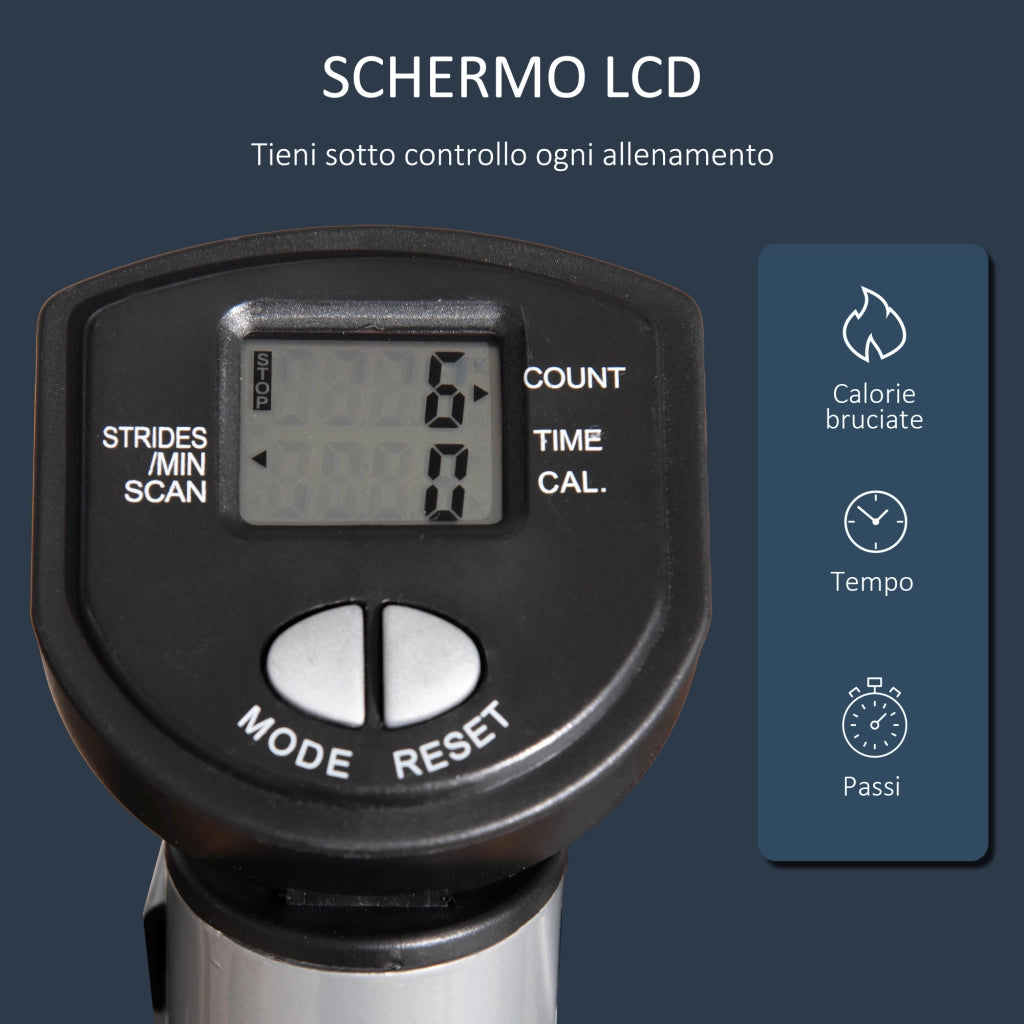 EasyComfort Stepper con Manubrio Regolabile, Monitor LCD ed Elastici, 55x53x118-128cm, Nero