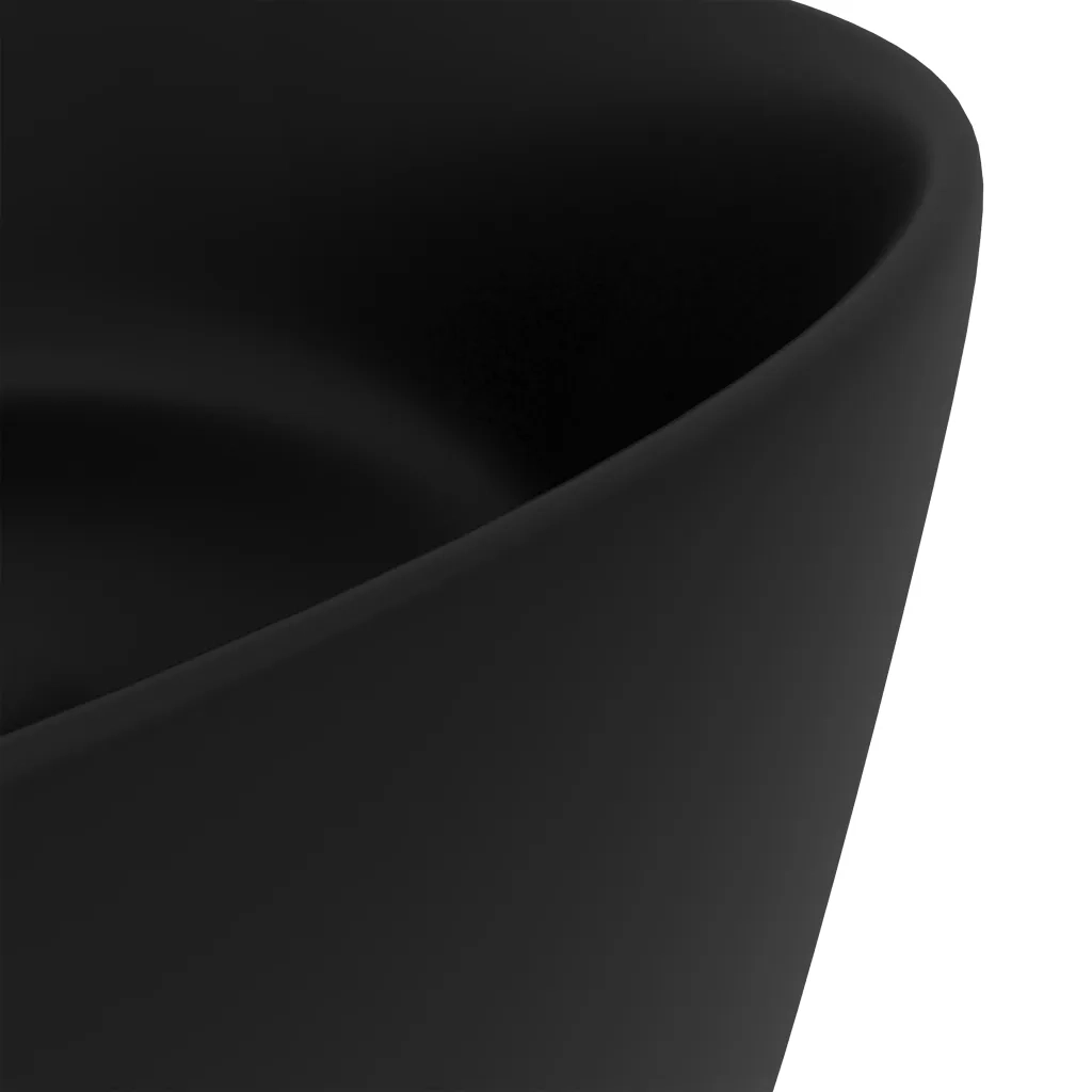 Lavandino-Lavello Lusso Rotondo Nero Opaco 40x15 cm in Ceramica 587242