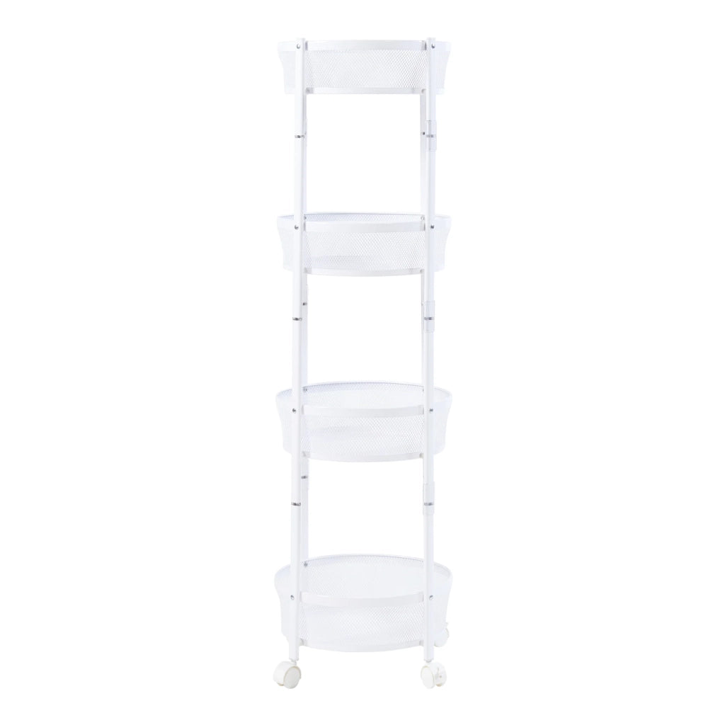 Carrello di servizio mobile contenitore per cucina/soggiorno con 4 ripiani in acciaio 123 x 38 cm bianco 03_0009258