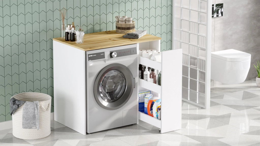 Mobile lavatrice in legno "SA1" - 93 x 60 x 88 cm - Bianco