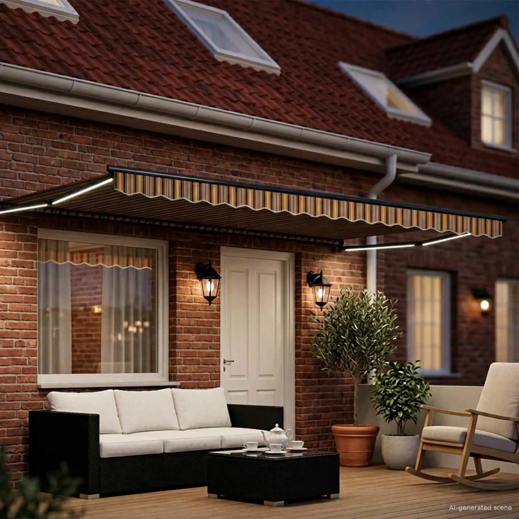 Tenda retrattile manuale con LED 4,5 × 3 m