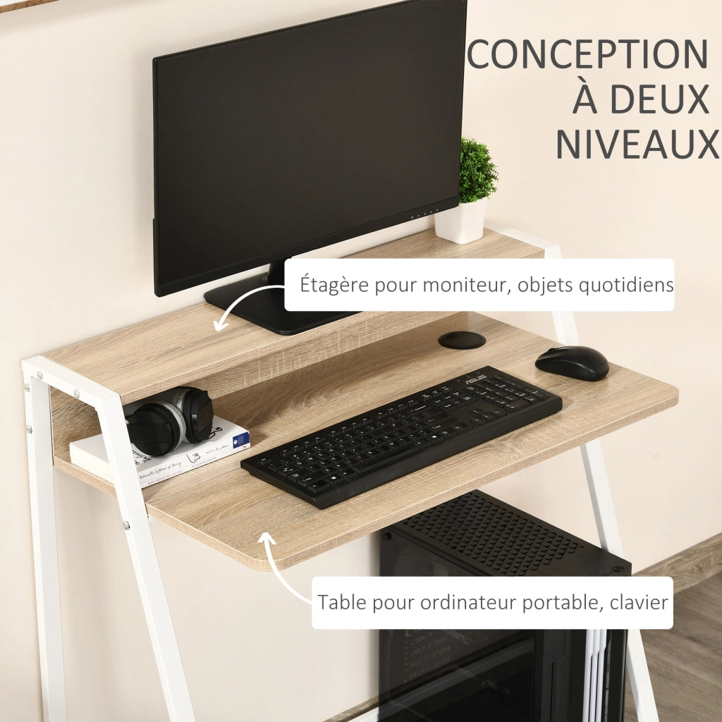 Scrivania per Computer ¨C Xylo ¨C Legno Rovere Chiaro e Bianco 84x45x85