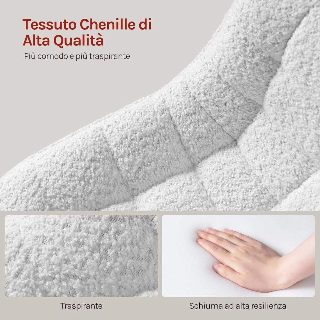 2 x Sgabelli per Toeletta Trucco, Sedia da Trucco con Schienale, Sgabello Regolabile in Altezza, Seduta in Ciniglia, Base in Metallo, Sgabello per Cucina, Camera da Letto, Bianco