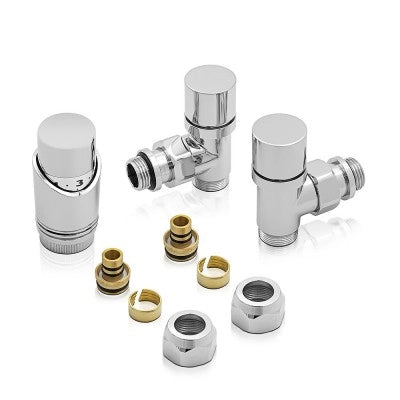 Kit valvole termoarredo raccordi multi 16x2 e testa termostatica cromo