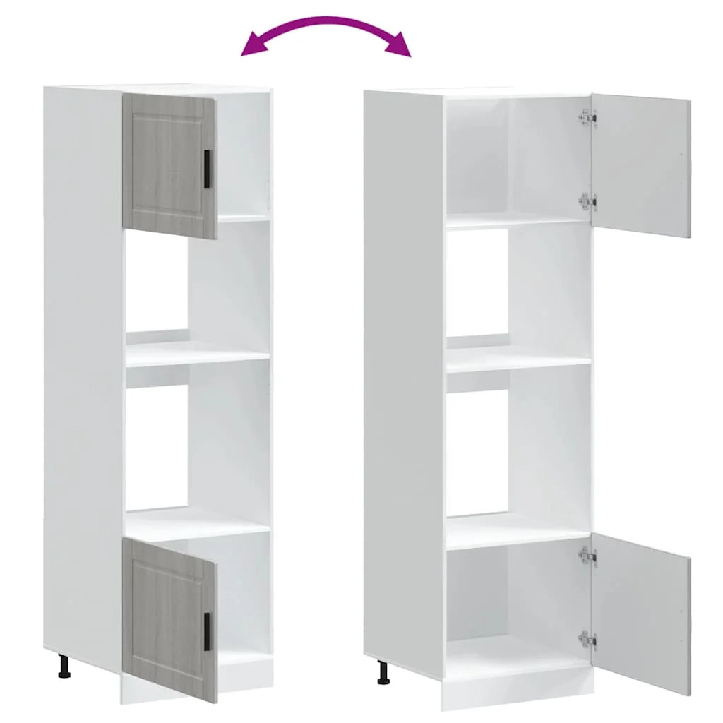 Set di 2 mobili da forno classici e salvaspazio 60 x 57 x 207 cm in legno ingegnerizzato Sonoma grigio 02_0055722