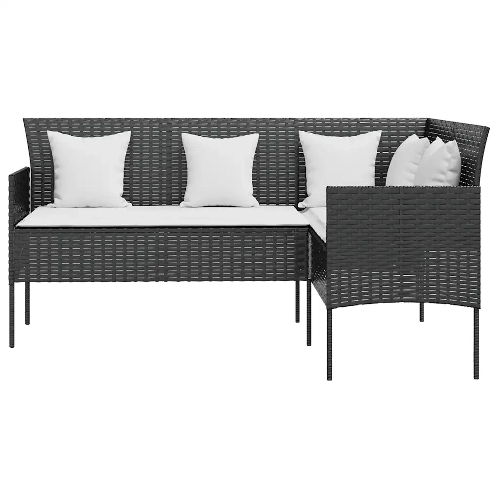 Set Divano a L con Cuscini 5 pz Nero in Polyrattan 318578