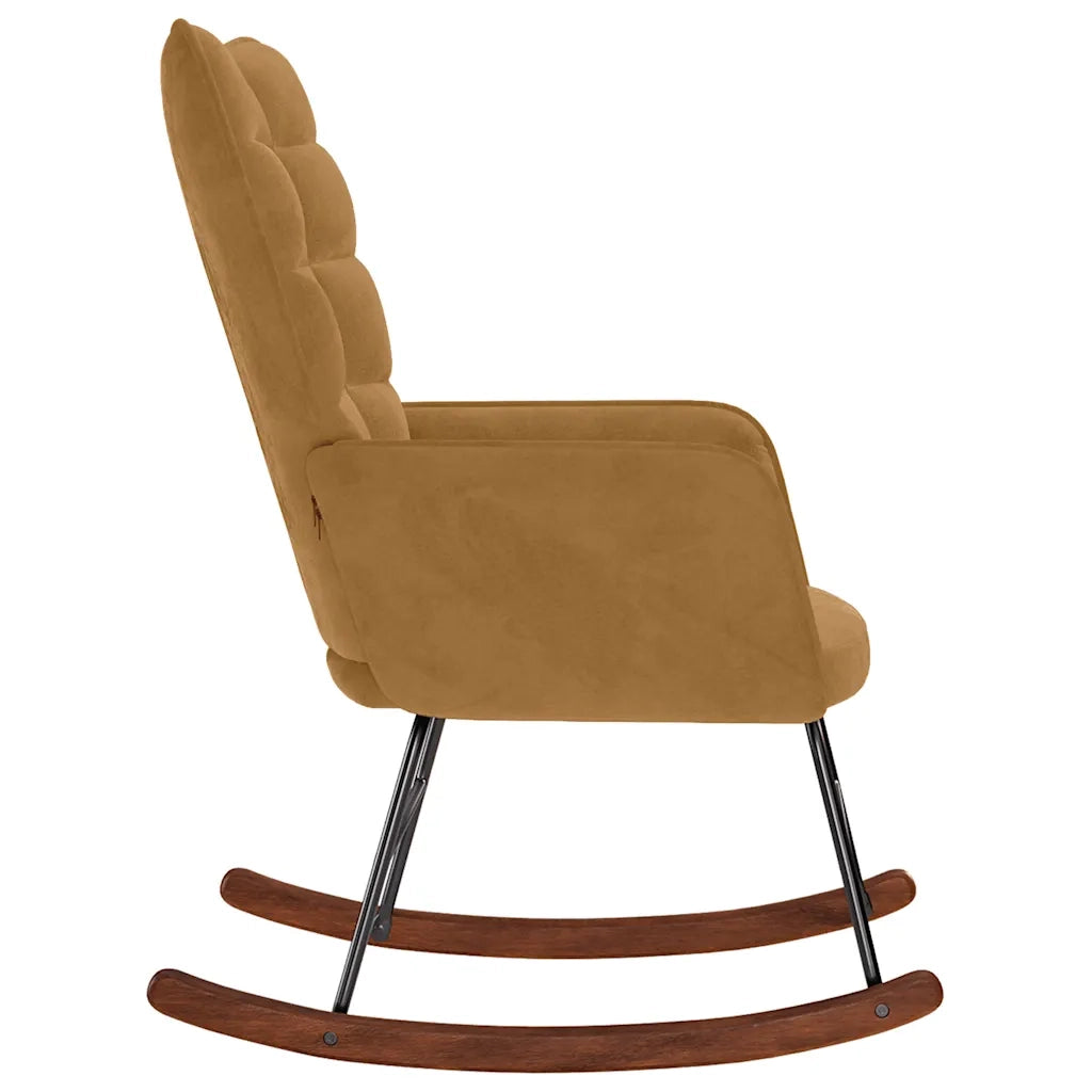 Sedia a Dondolo Marrone in Velluto 4016840