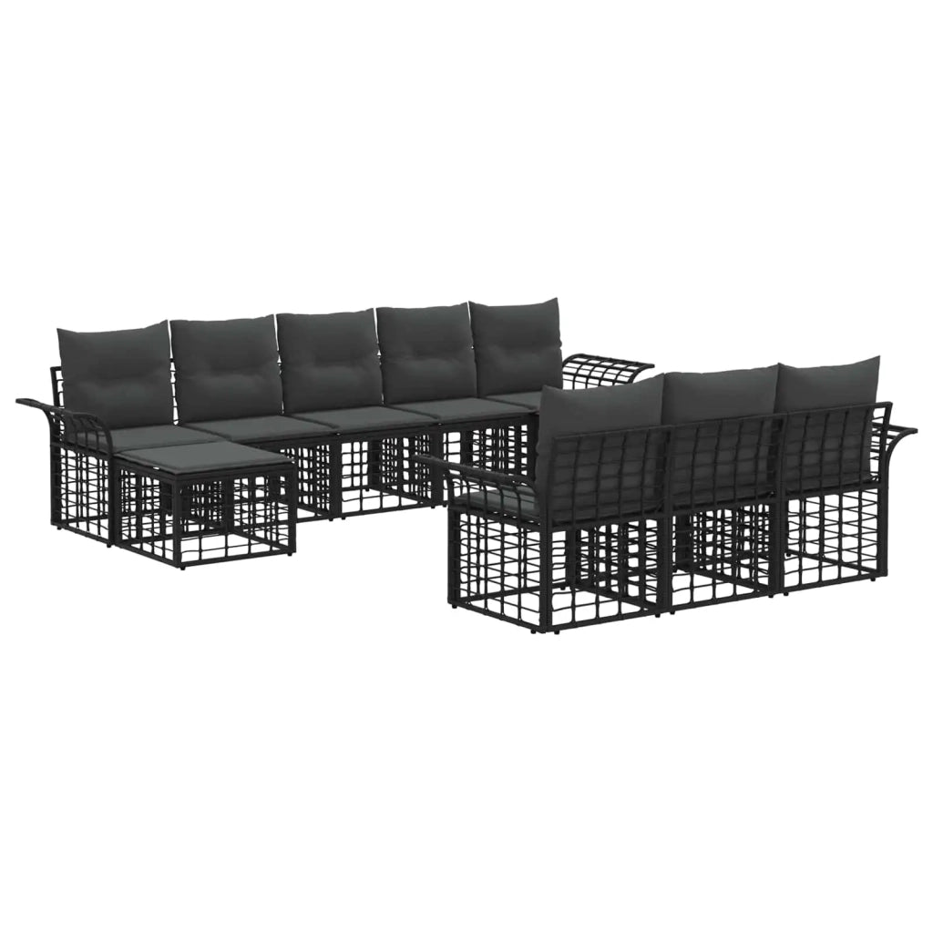 Set di divani da esterno 10 pz Nero e Grigio scuro Poliestere 3437777