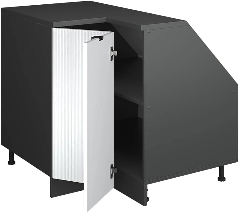 Mobile sottotetto Mobile angolare Rion, Ondulazione bianca, 75.6 x 81.6 cm con 1 porta, carcassa dell’armadio profondità 60 cm, adatto per il salvaspazio sotto tetti spioventi