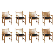 Sedie da Giardino 8 pz con Cuscini Neri in Massello di Teak cod mxl 17496