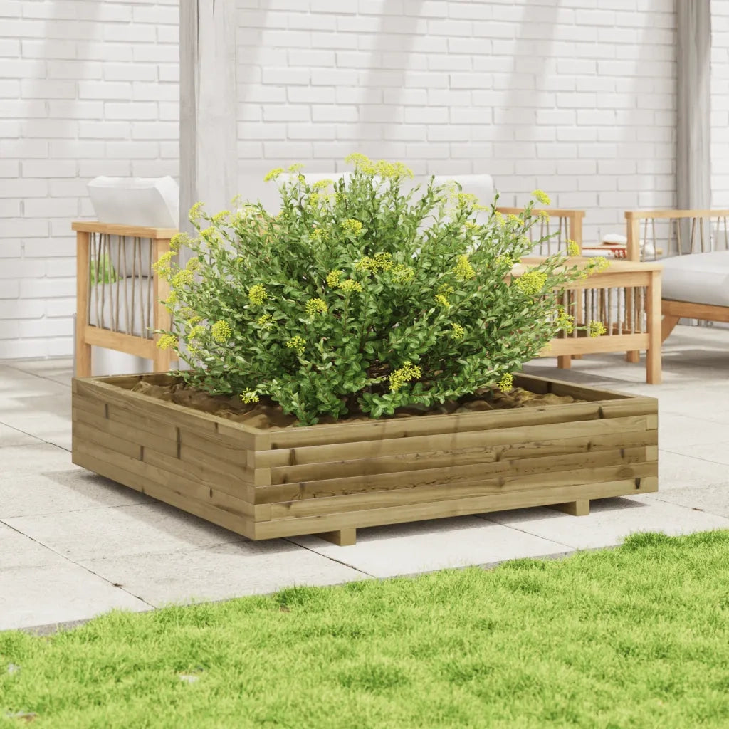 Fioriera | Cassetta per fiori | Vaso da Giardino 110x110x26,5cm in Legno di Pino Impregnato