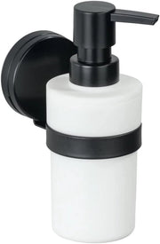 Sostegno di detersivo per parete - fissaggio alla parete senza forare - 1 pezzo - bianco e nero opacizzato - plastica e acciaio - 6 x 16 x 9 cm
