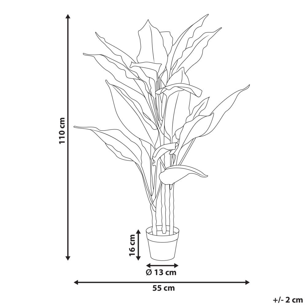 Pianta artificiale Dieffenbachia in vaso Materiale sintetico verde e Nero 110 cm Accessorio decorativo per interni