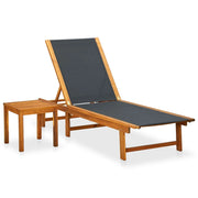 Lettino prendisole sedia a sdraio lettino prendisole letto da giardino mobili da esterno per patio con tavolo legno massello di acacia e textilene 02_0012604