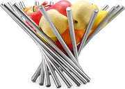 Fruitiera RVS Moderna con Coperchio Opvougbile Decorativa per Festa, Fruitschaal per Camping, Cucina e Tavolo da Pranzo per Frutta, Verdura e Pane (38 x 38 x 34 cm)