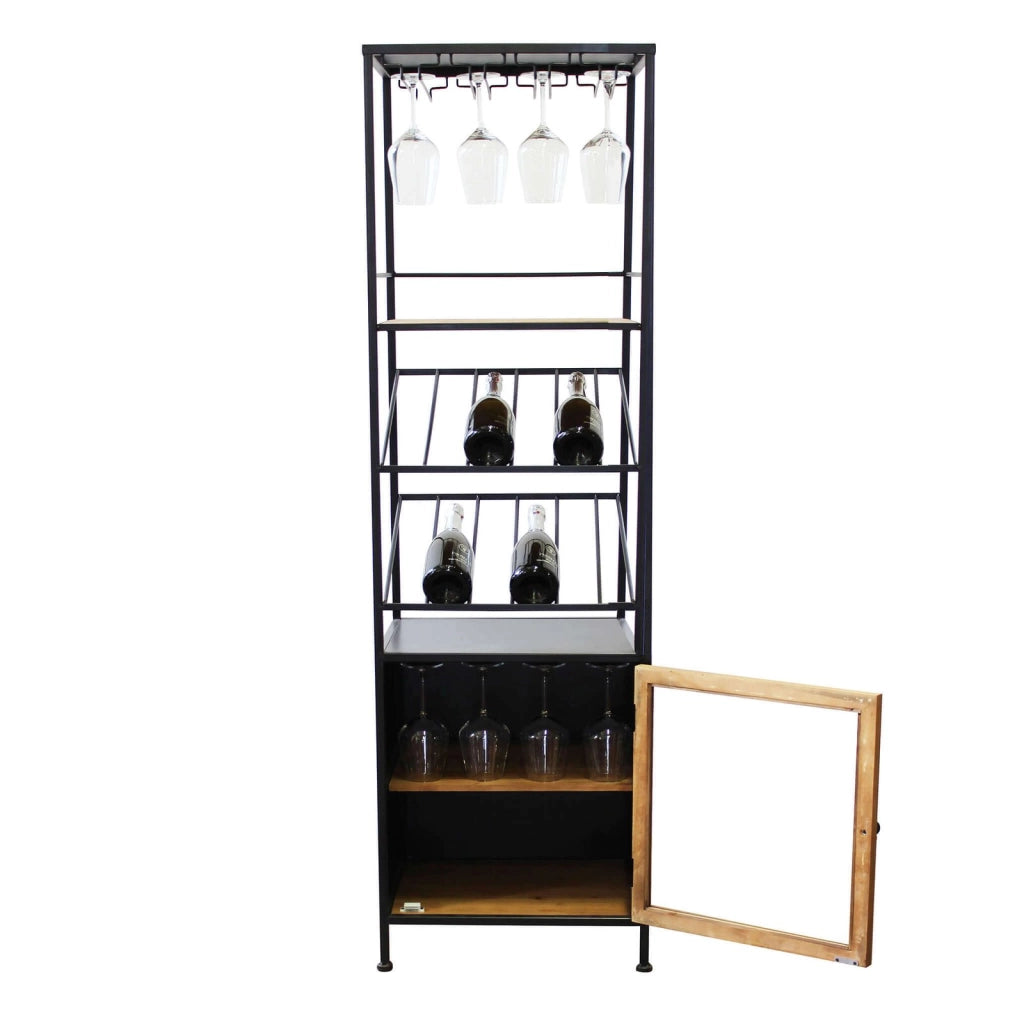 Scaffale per bottiglie e calici in Acciaio Legno cm 39x50x165 - WINE
