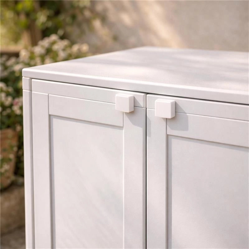 ARMADIO BASSO  79X43X85.5 CM 2 ANTE GRIGIO OMNIMODUS SIMPLEX – MOBILE CONTENITORE COMPATTO PER LAVANDERIA, GARAGE E BALCONE