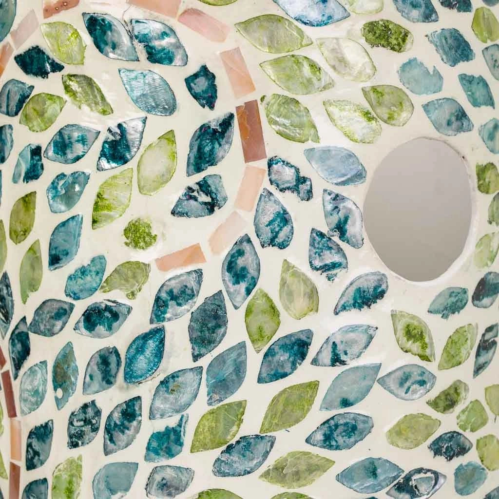 Paragüero de capiz verde estampado D20x56h cm