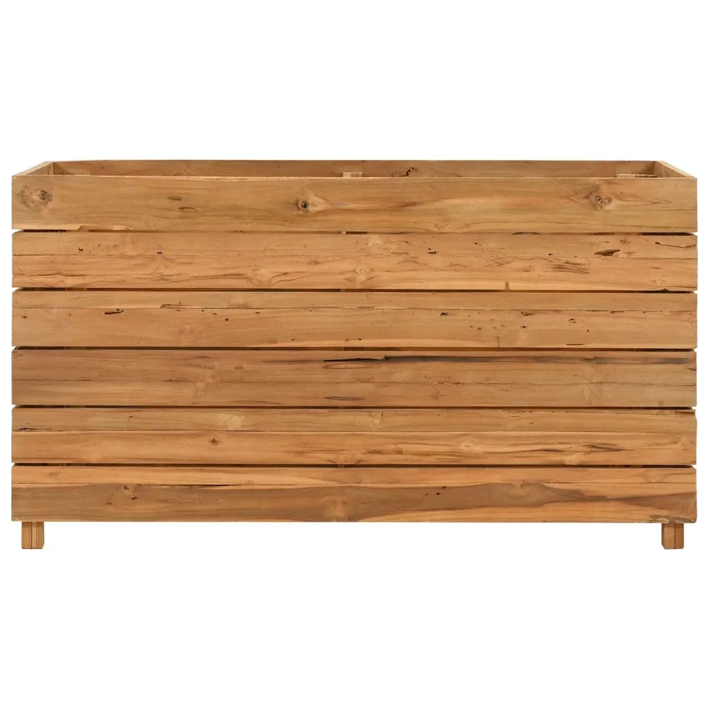 Fioriere | Cassetta per fiori | Letto Rialzato 100x40x55 cm Legno di Teak di Recupero e Acciaio